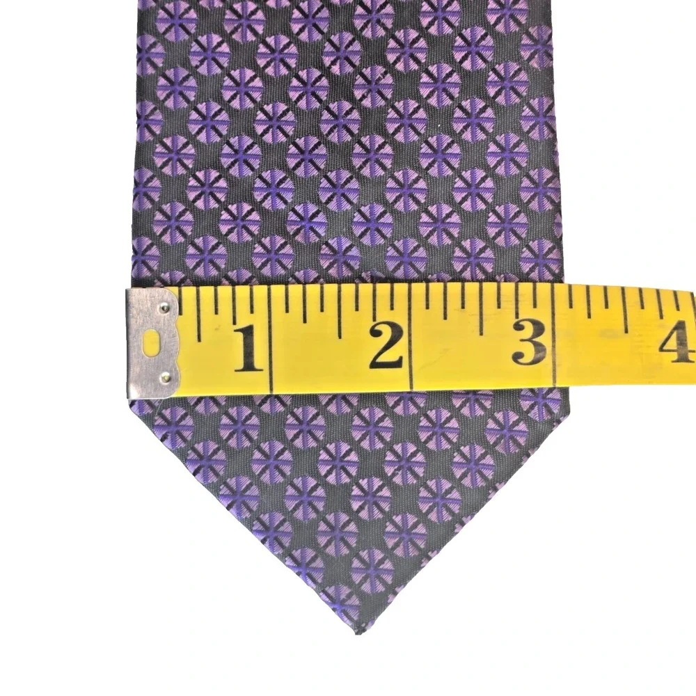 Coogi Violet Black Geometric Tie Polyester Bold Designer Dress 61.2 x 3.1 Art - Picture 6 of 6